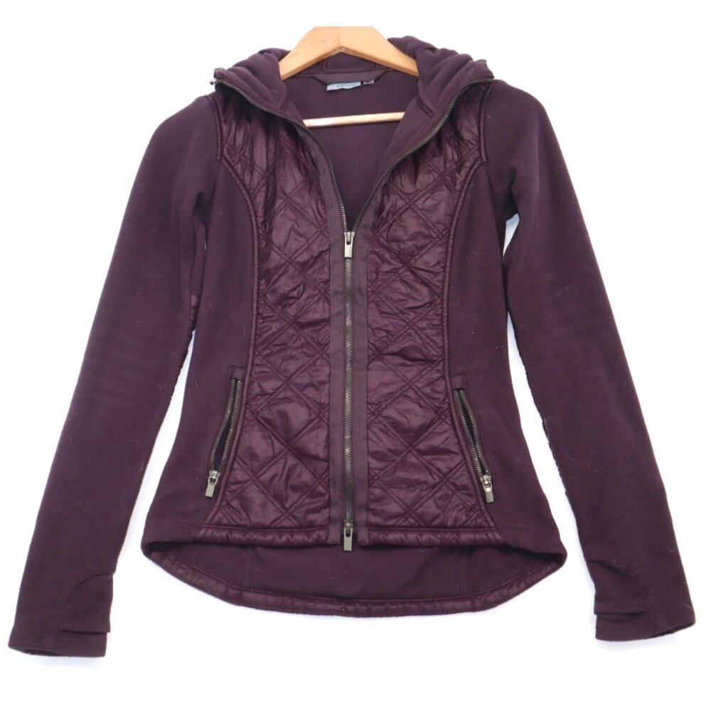 COPY - Athleta Womens Plum Quilted Full-Zip Fleece Jacket With Hood Size S